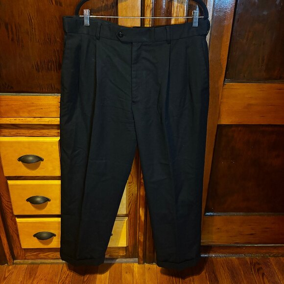 Men's Louis Raphael Luxe 100% Worsted Wool Black Dress Pants Waist 38